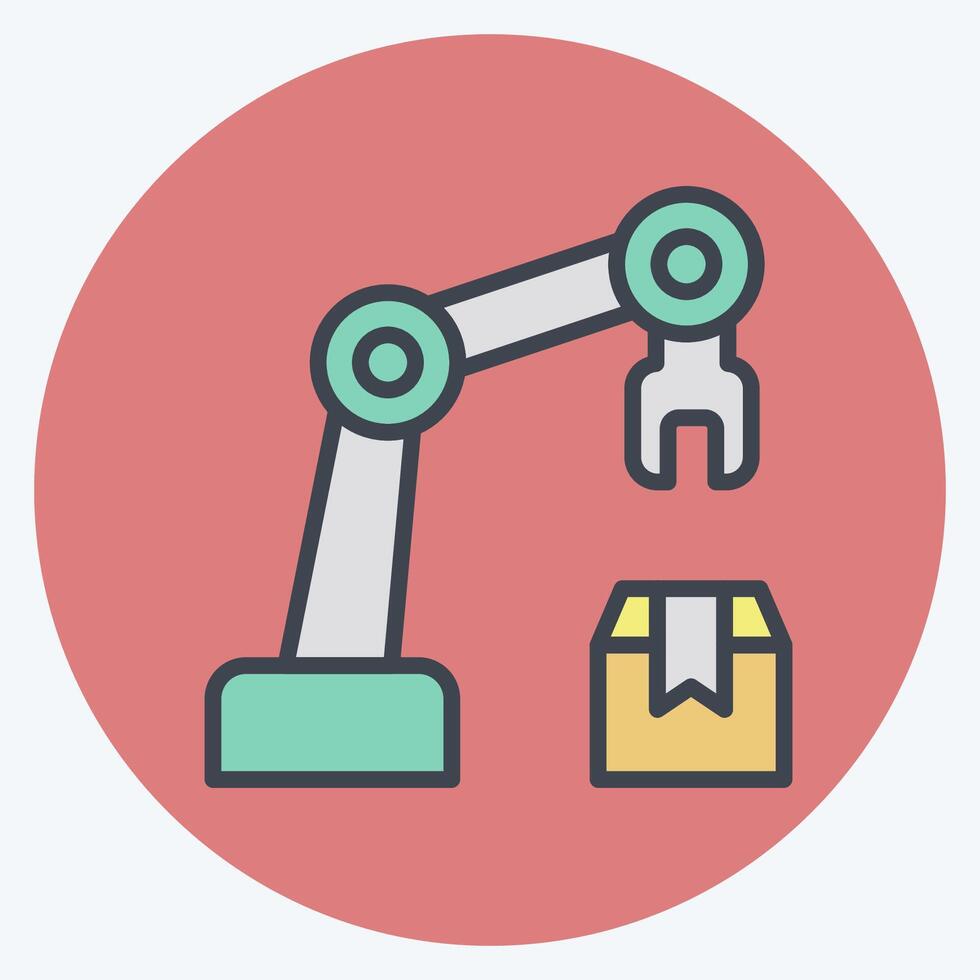 Icon Arm Robot. related to Industry symbol. color mate style. design editable vector