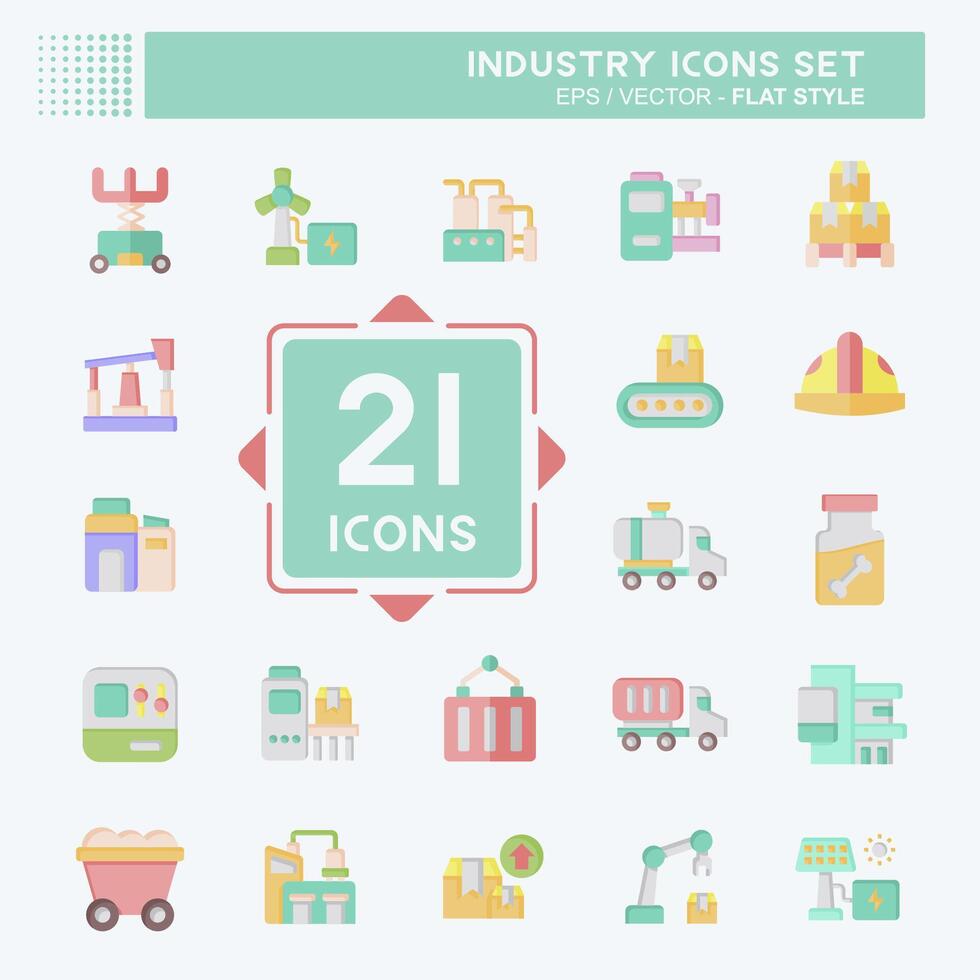 Icon Set Industry. related to Education symbol. flat style. design editable vector