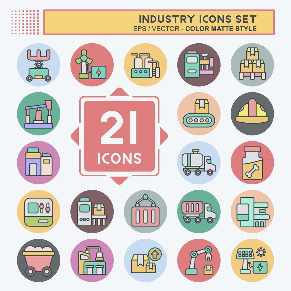 Icon Set Industry. related to Education symbol. color mate style. design editable vector