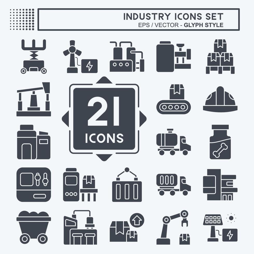 Icon Set Industry. related to Education symbol. glyph style. design editable vector