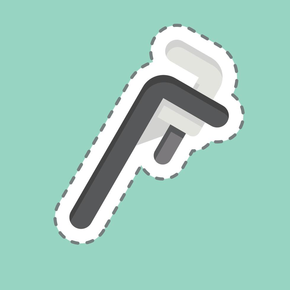 Sticker line cut Pipe Wrench. related to Repair Tools symbol. design editable vector