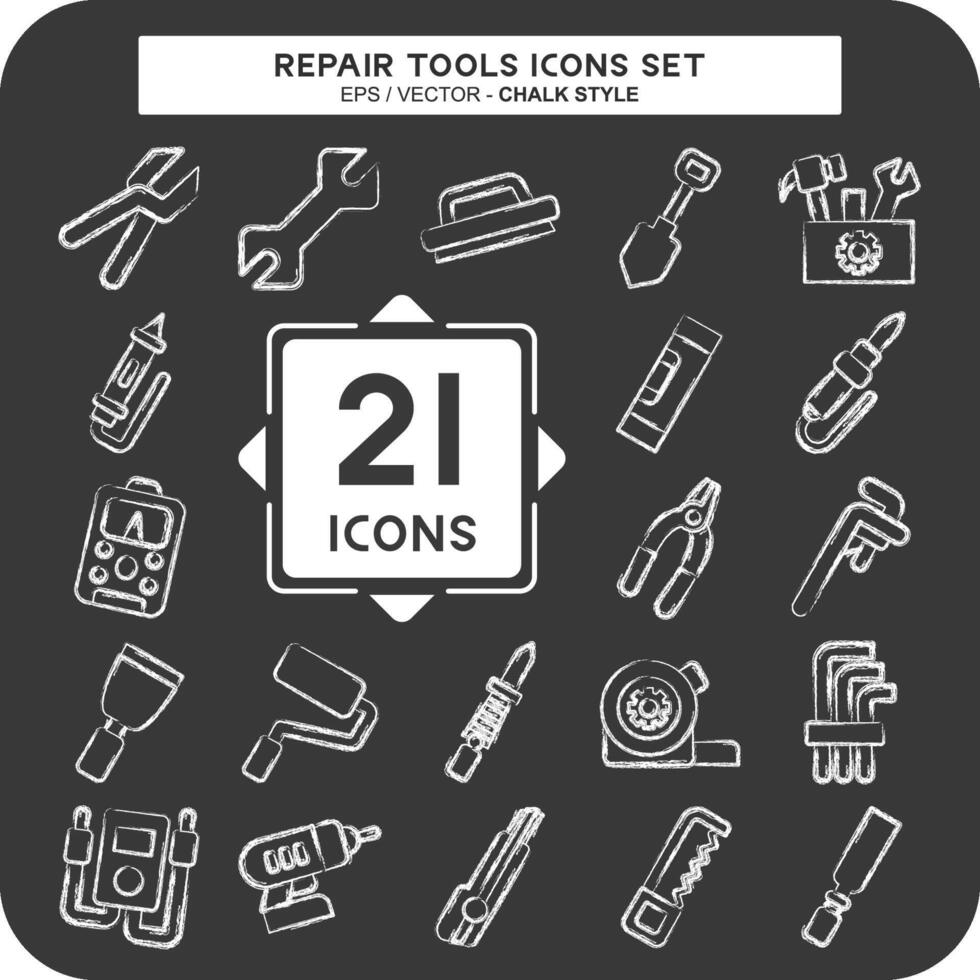 Icon Set Repair Tools. related to Education symbol. chalk Style. design editable vector