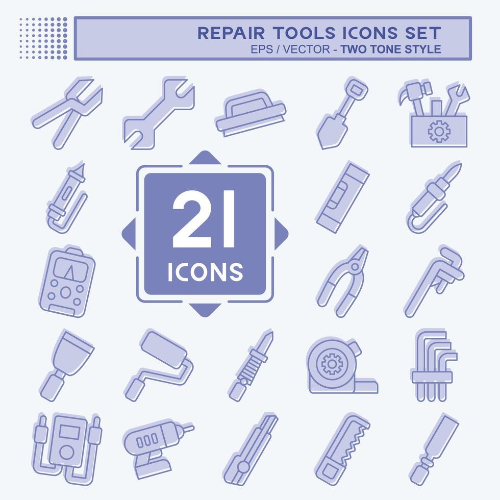 Icon Set Repair Tools. related to Education symbol. two tone style. design editable vector