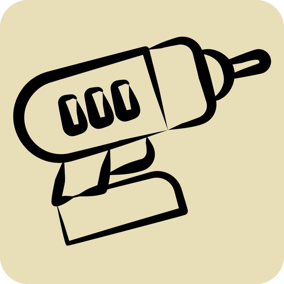 Icon Drill. related to Repair Tools symbol. hand drawn style. design editable vector