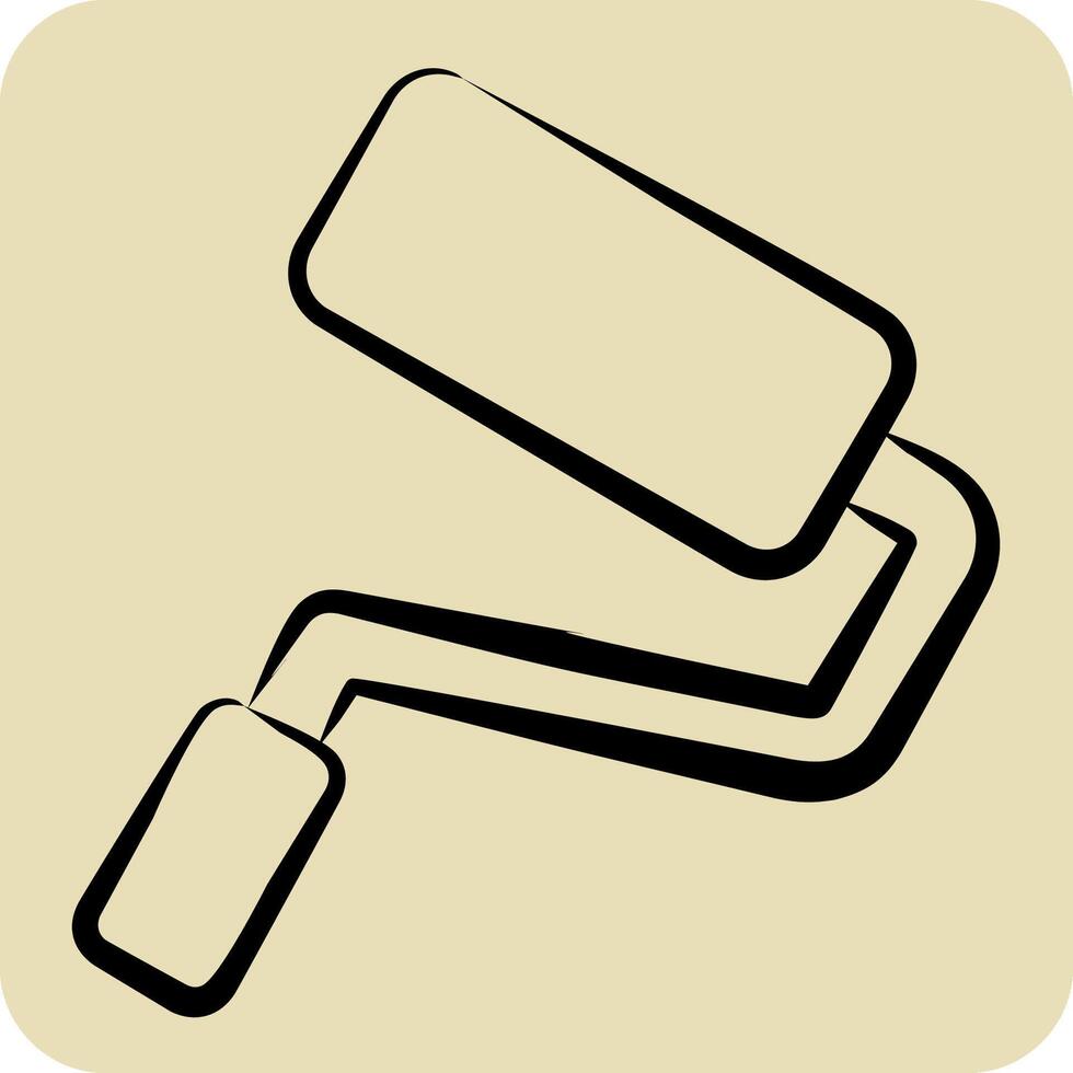 Icon Paint Roller. related to Repair Tools symbol. hand drawn style. design editable vector