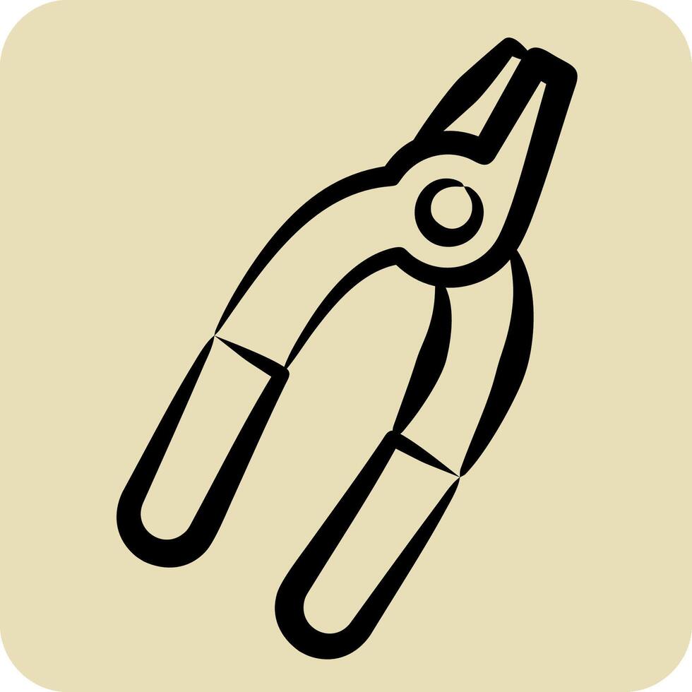 Icon Pliers. related to Repair Tools symbol. hand drawn style. design editable vector