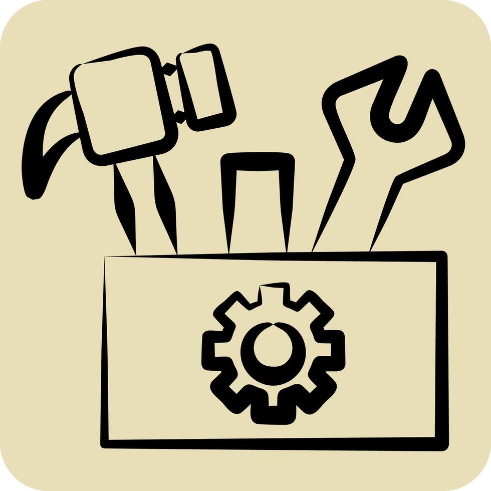 Icon Tool Box. related to Repair Tools symbol. hand drawn style. design editable vector