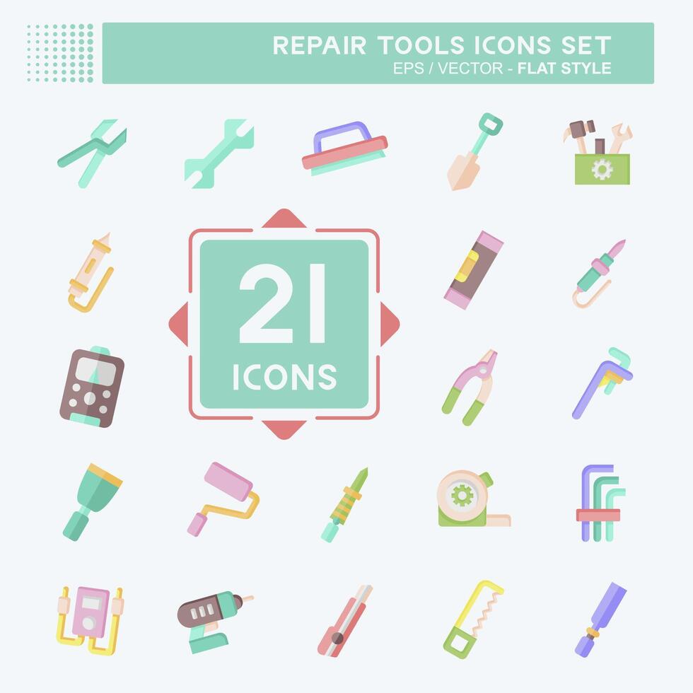 Icon Set Repair Tools. related to Education symbol. flat style. design editable vector