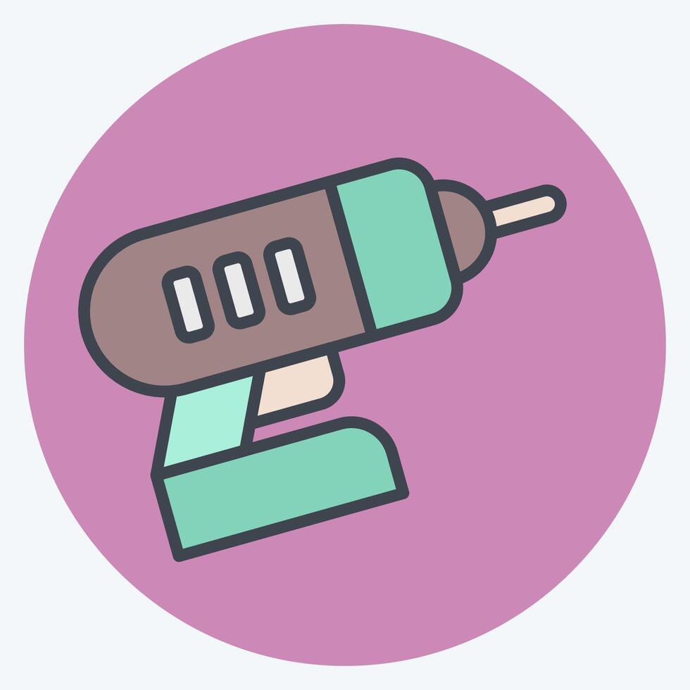 Icon Drill. related to Repair Tools symbol. color mate style. design editable vector