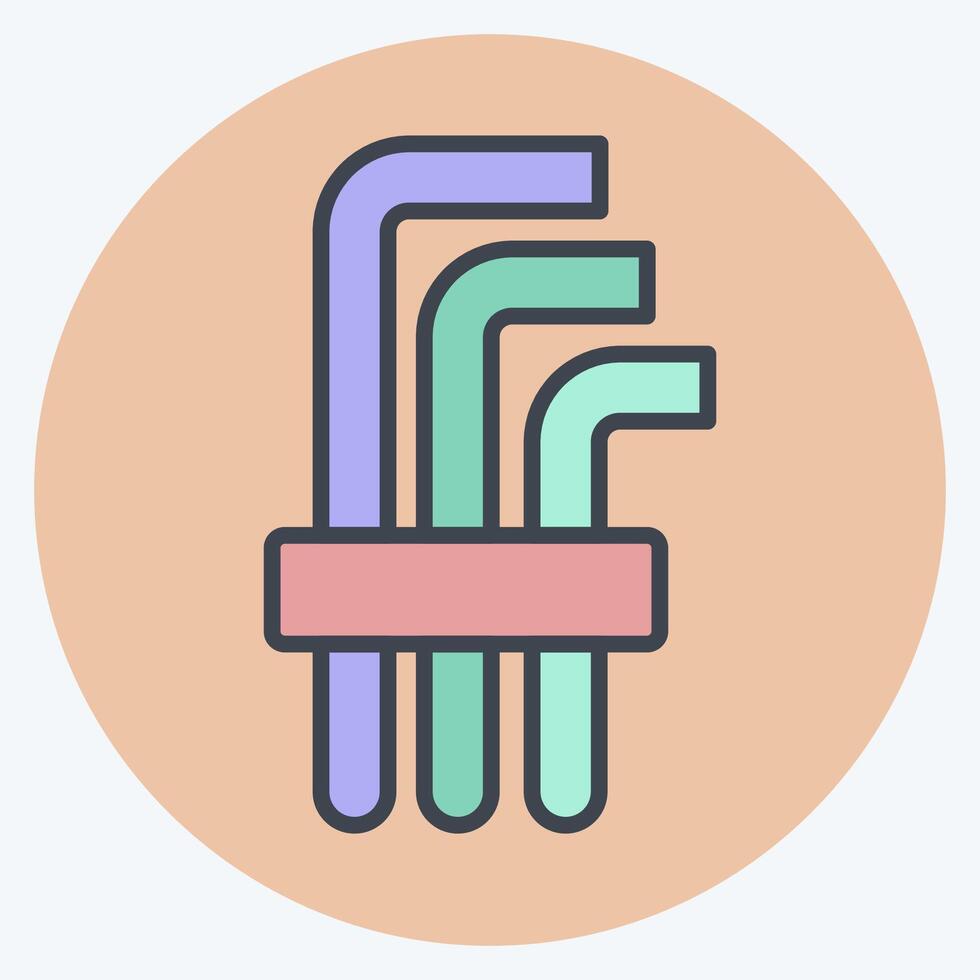 Icon Hex Keys. related to Repair Tools symbol. color mate style. design editable vector