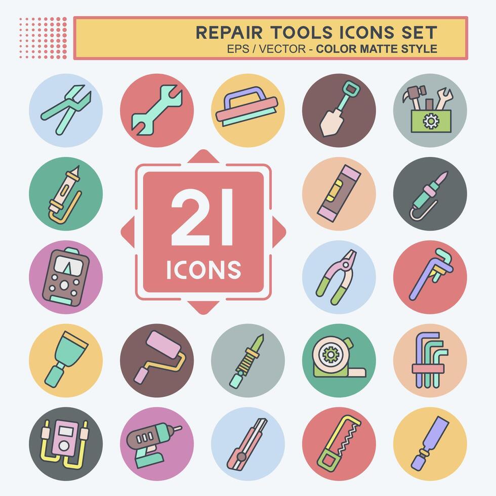 Icon Set Repair Tools. related to Education symbol. color mate style. design editable vector