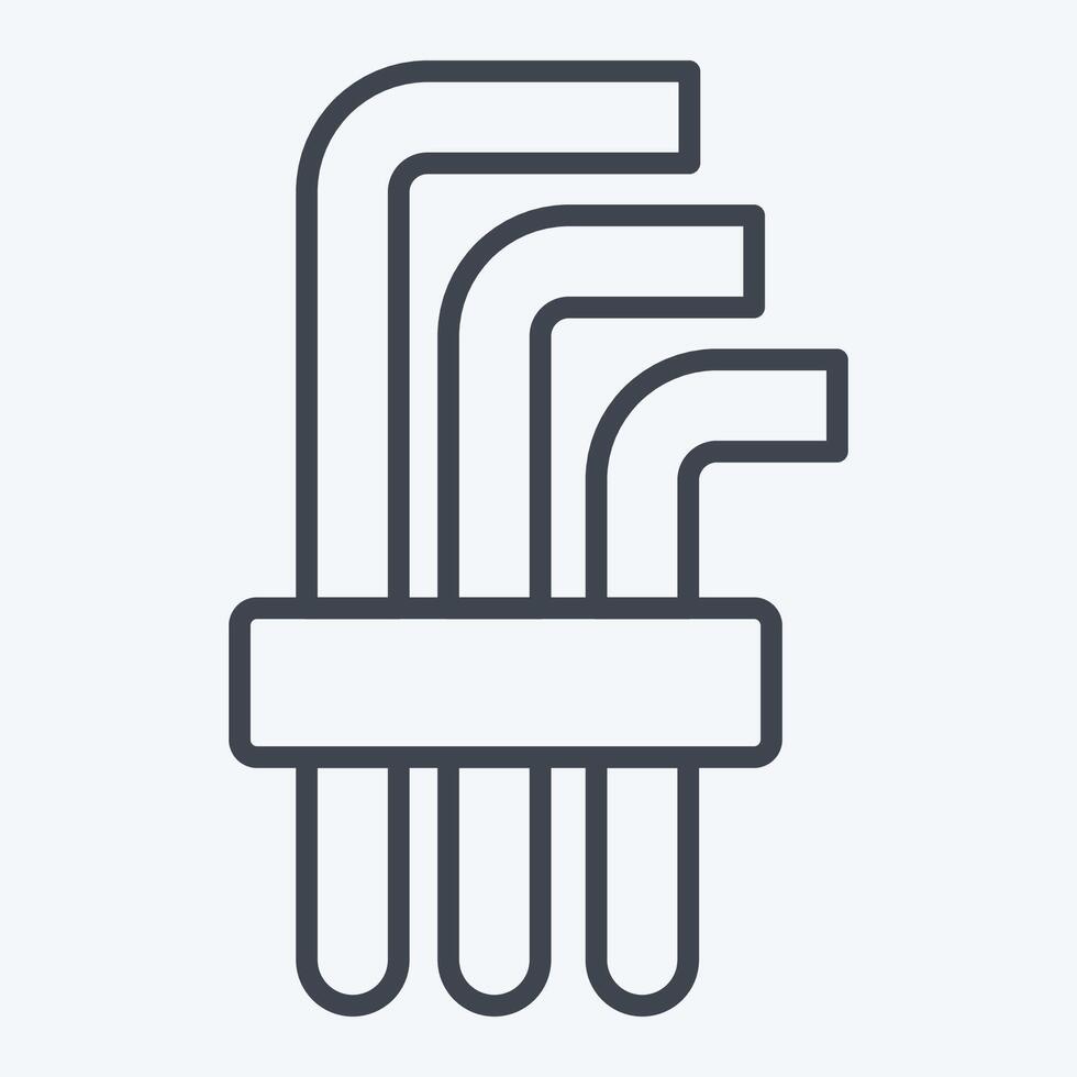 Icon Hex Keys. related to Repair Tools symbol. line style. design editable vector