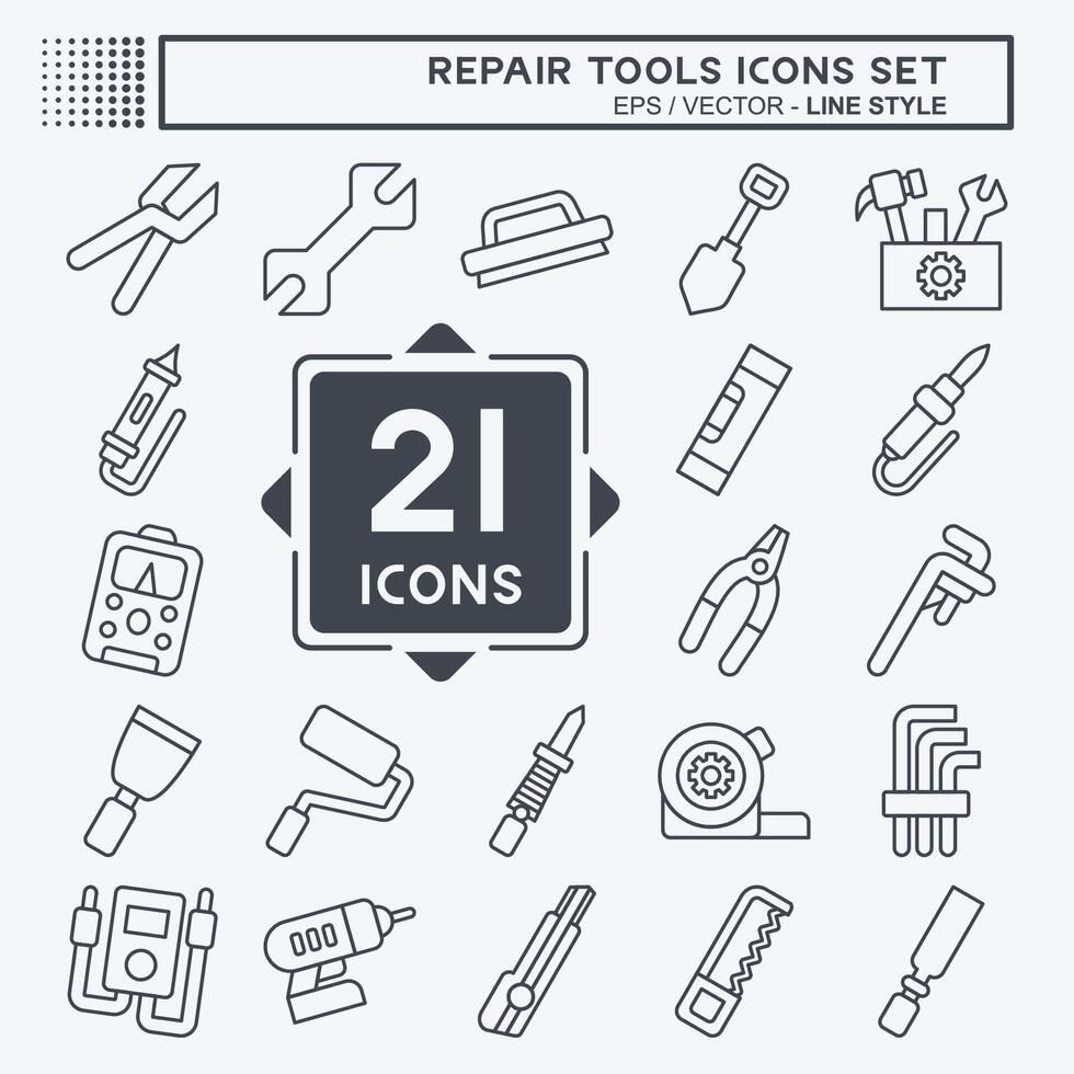 Icon Set Repair Tools. related to Education symbol. line style. design editable vector
