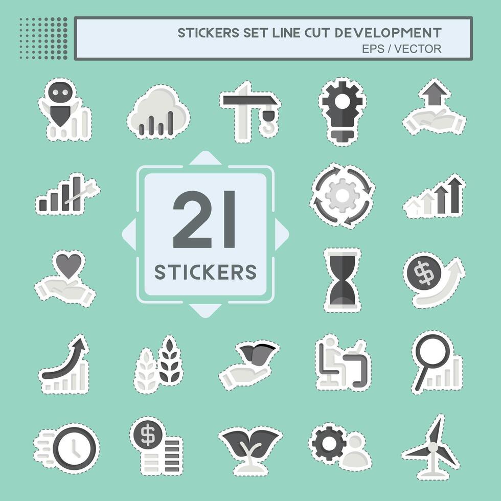 Sticker line cut Set Development. related to Education symbol vector