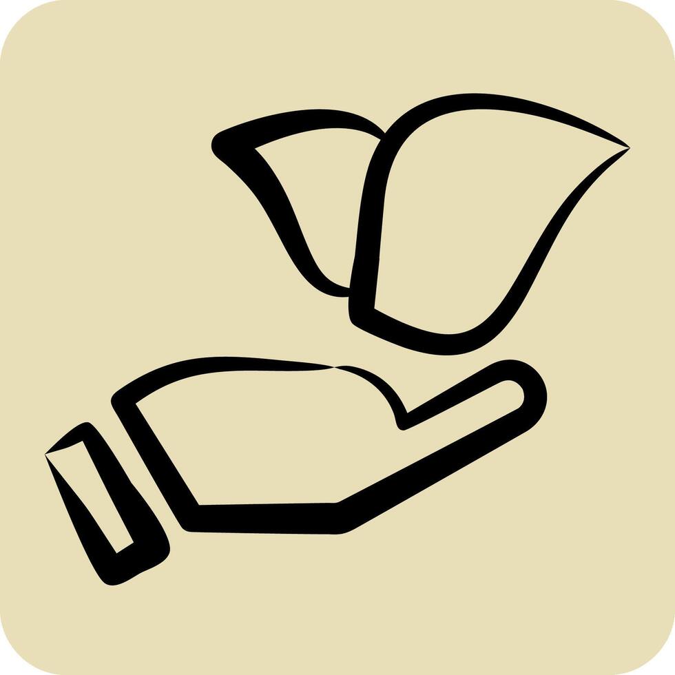Icon Hands Holding Plant. related to Development symbol. hand drawn style vector