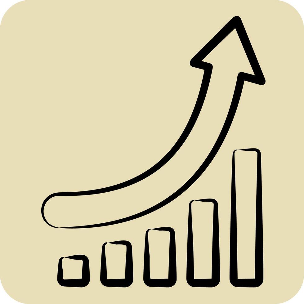 Icon Growth Chart. related to Development symbol. hand drawn style vector