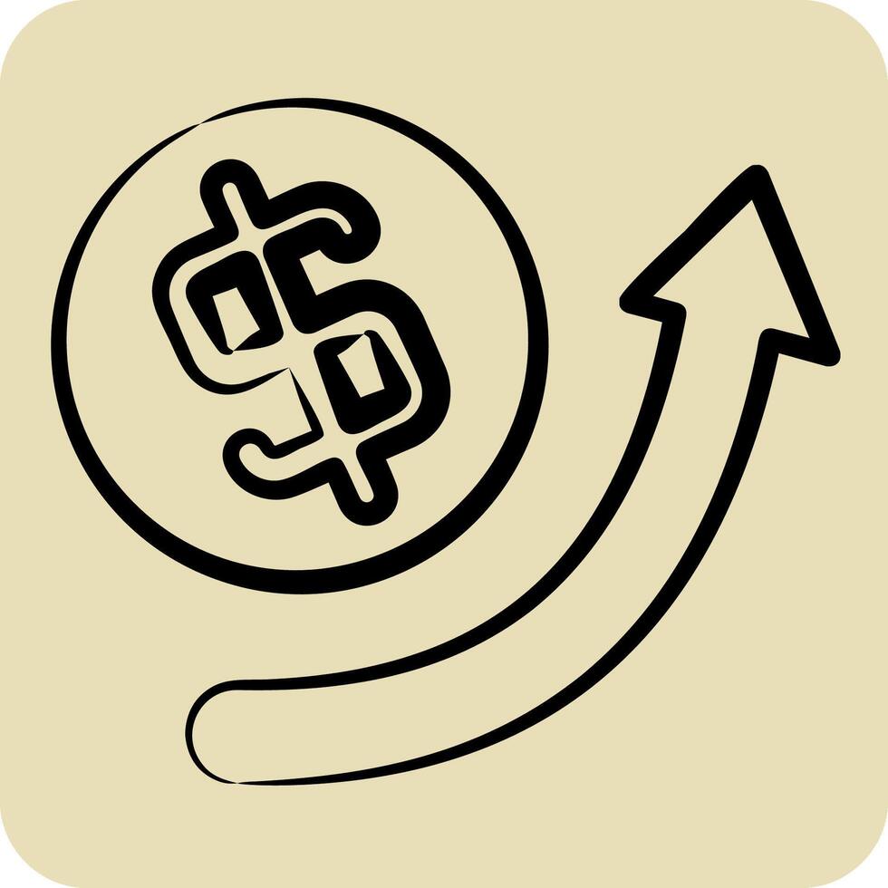 Icon Growth Arrow. related to Development symbol. hand drawn style vector