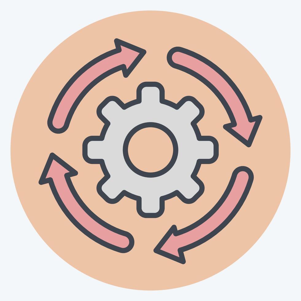 Icon Development Settings. related to Development symbol. color mate style vector