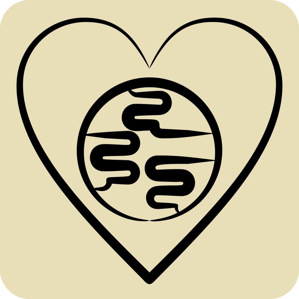 Icon World Love. related to World Peace symbol. hand drawn style. design editable vector