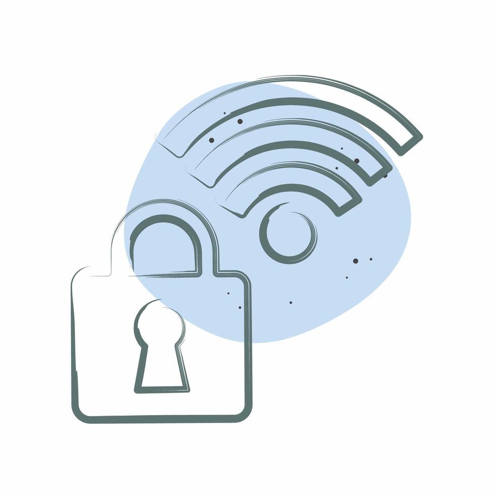 Icon Secured. related to Wifi symbol. Color Spot Style. design editable vector