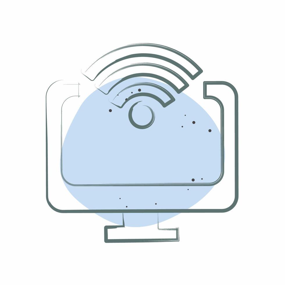 Icon Computer. related to Wifi symbol. Color Spot Style. design editable vector