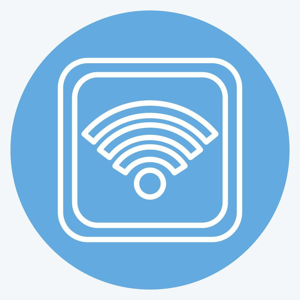 Icon Wifi Button. related to Wifi symbol. blue eyes style. design editable vector