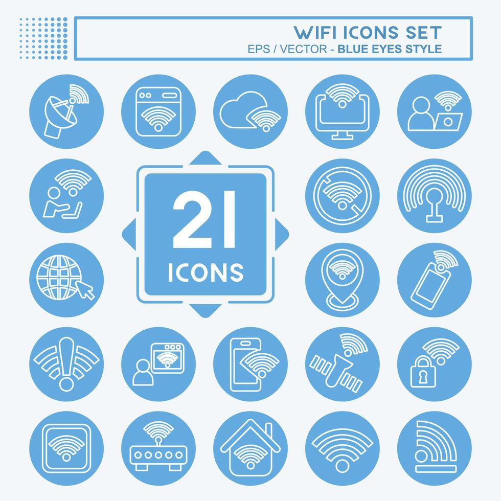 Icon Set Wifi. related to Network symbol. blue eyes style. design editable vector