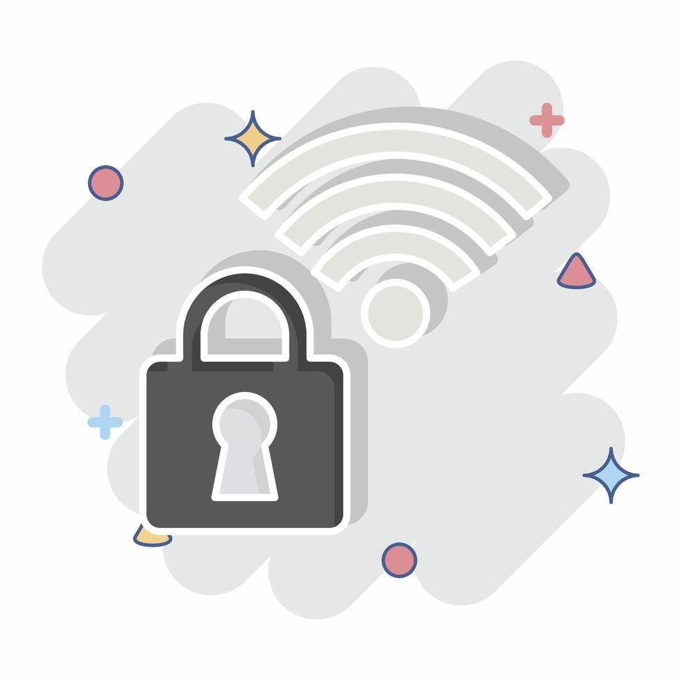 Icon Secured. related to Wifi symbol. comic style. design editable vector