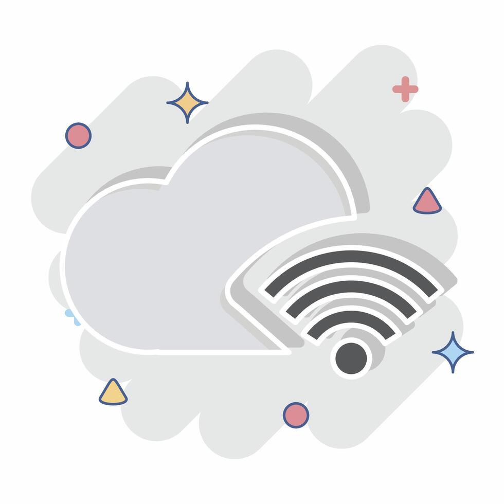Icon Cloud. related to Wifi symbol. comic style. design editable vector