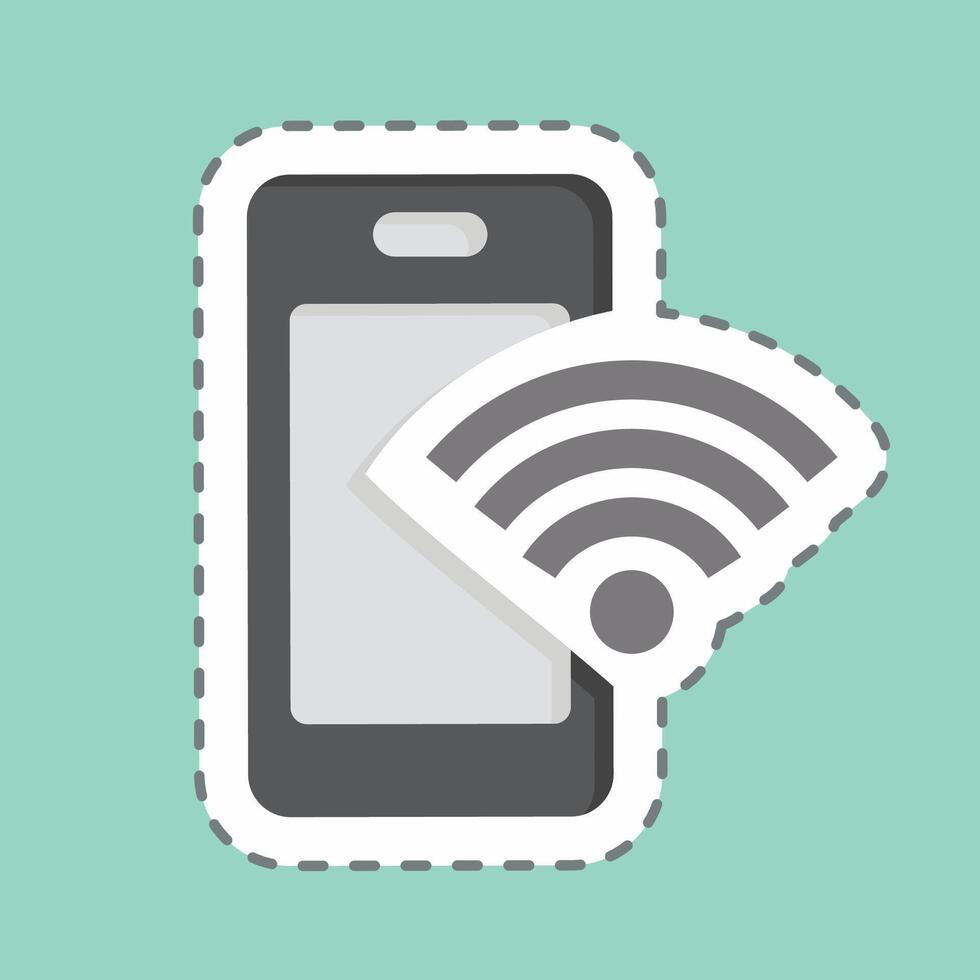 Sticker line cut Phone. related to Wifi symbol. design editable vector