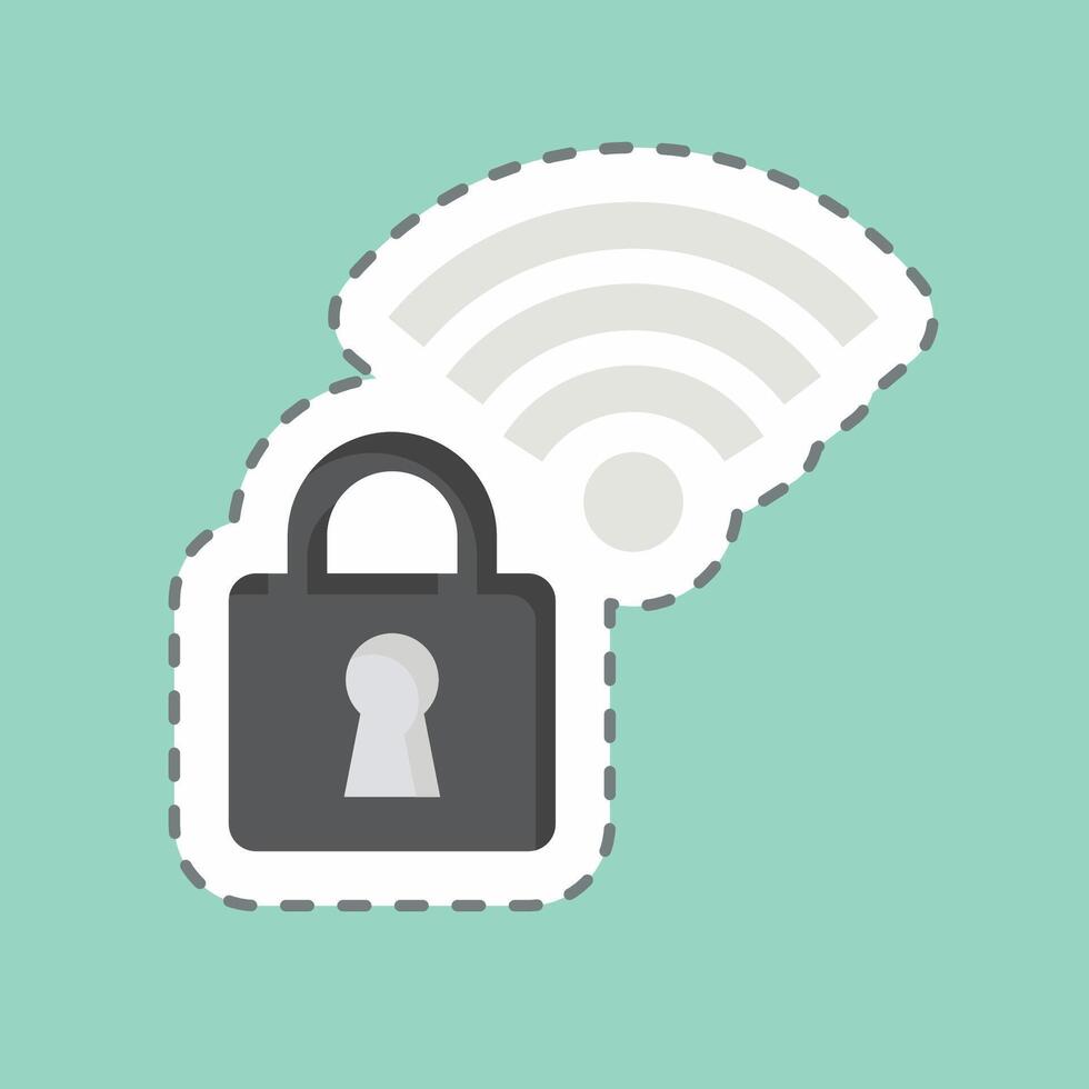 Sticker line cut Secured. related to Wifi symbol. design editable vector