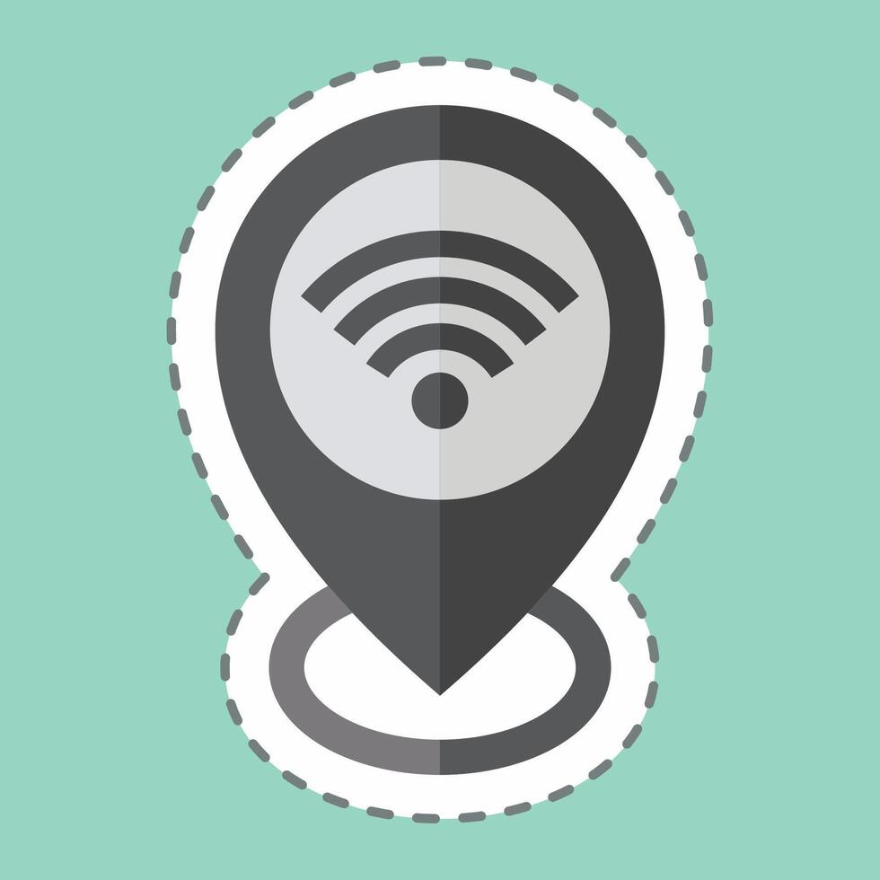 Sticker line cut Location. related to Wifi symbol. design editable vector