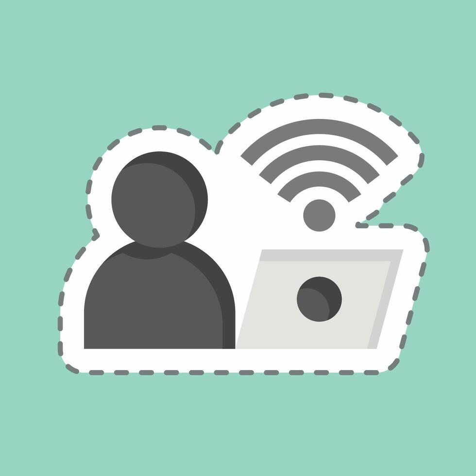Sticker line cut Connect. related to Wifi symbol. design editable vector