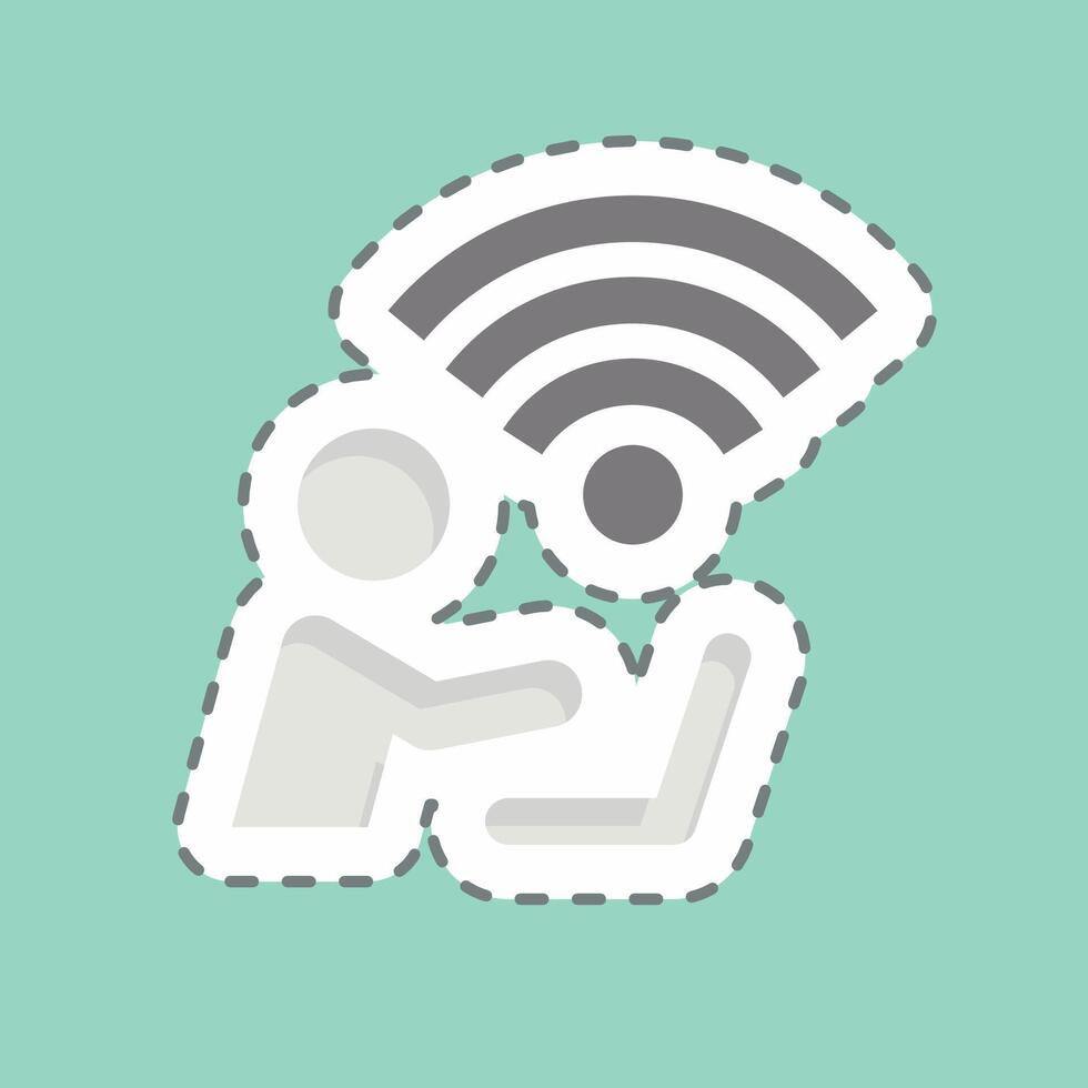 Sticker line cut Connectivity. related to Wifi symbol. design editable vector