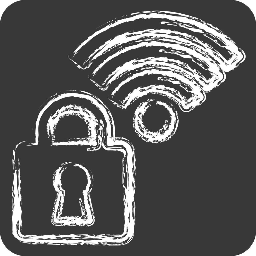 Icon Secured. related to Wifi symbol. chalk Style. design editable vector
