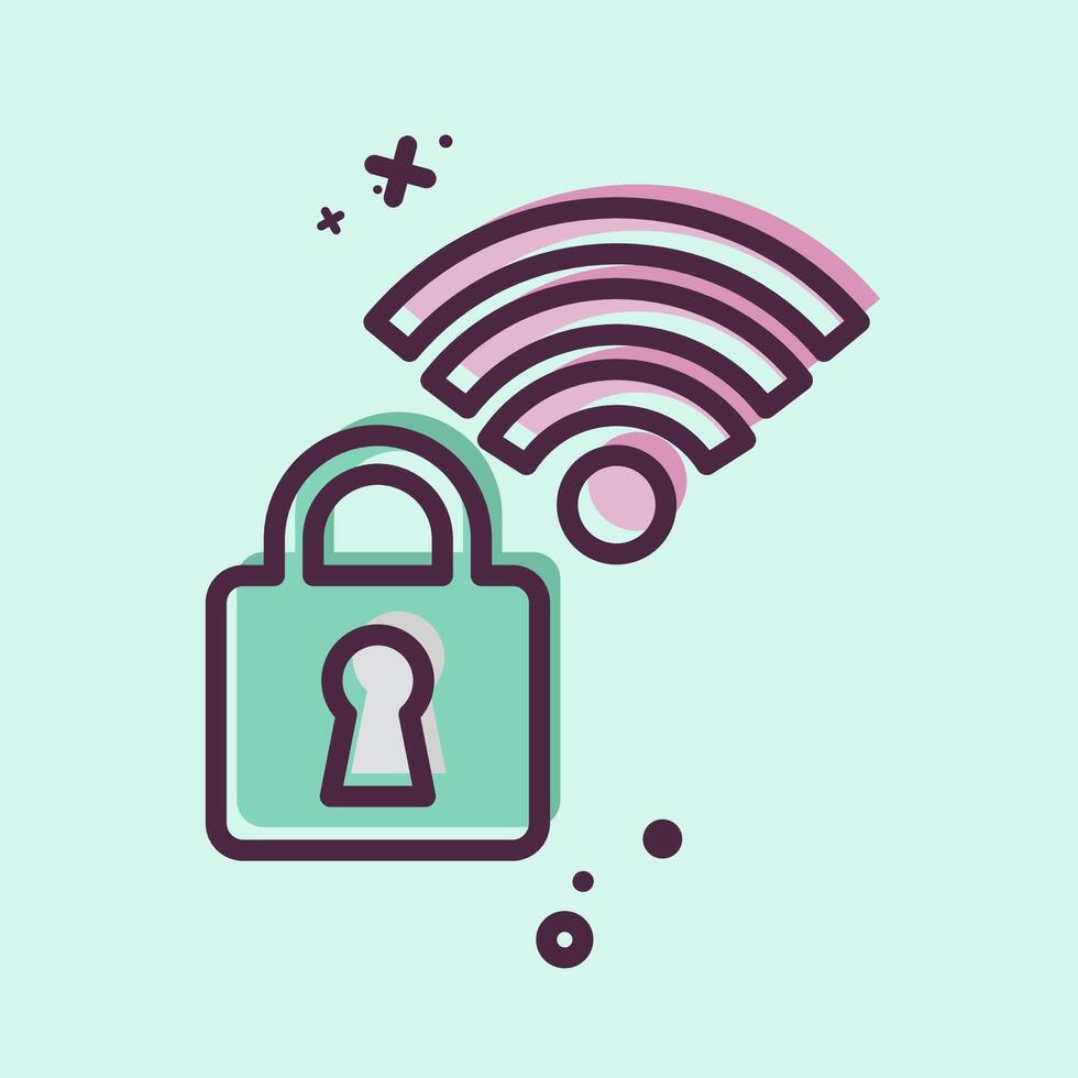 Icon Secured. related to Wifi symbol. MBE style. design editable vector
