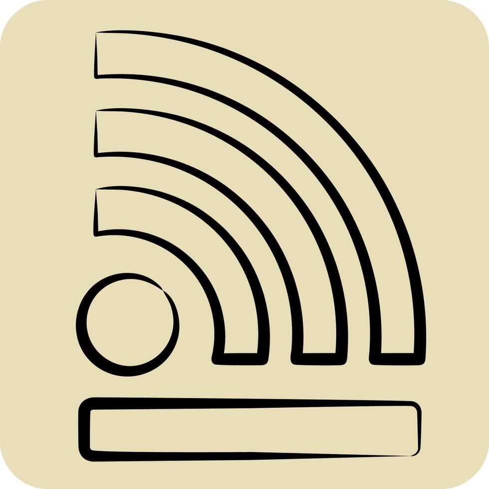 Icon Wireless. related to Wifi symbol. hand drawn style. design editable vector