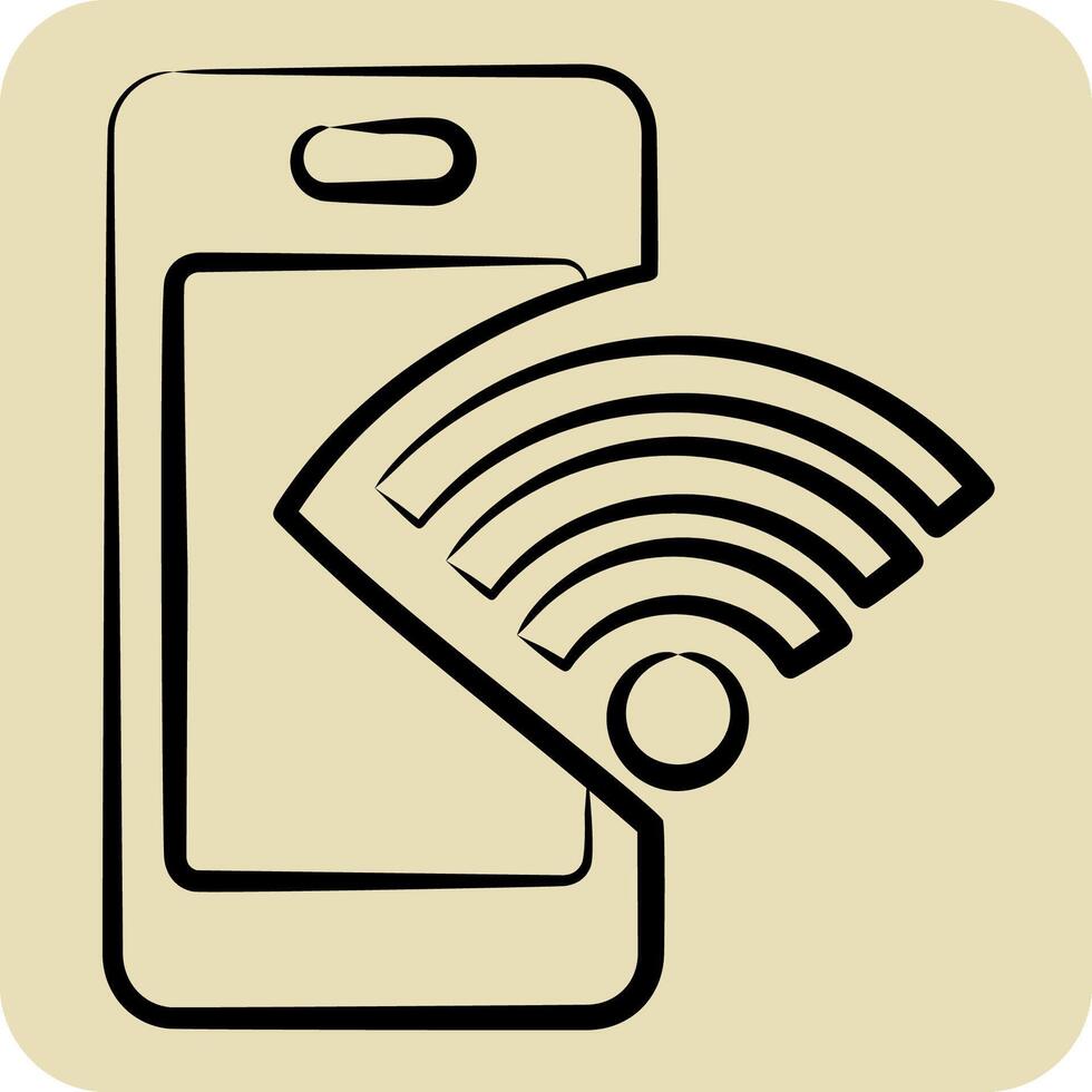 Icon Phone. related to Wifi symbol. hand drawn style. design editable vector