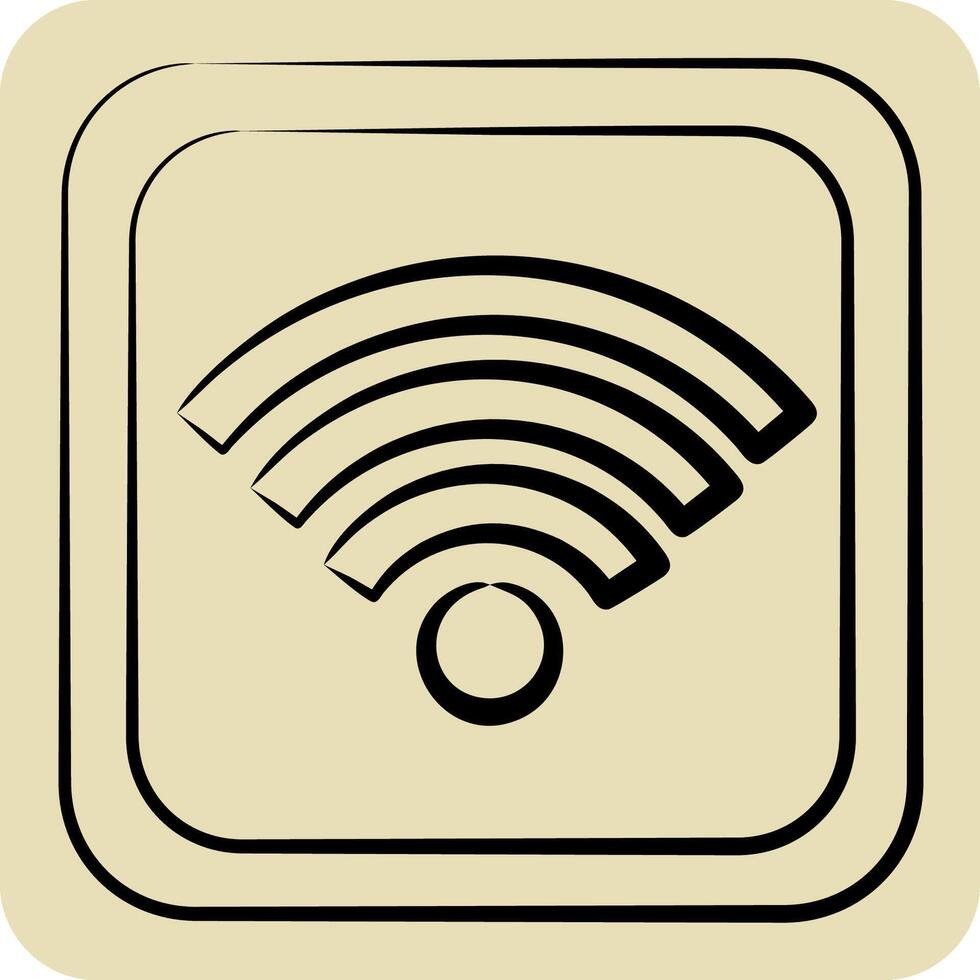 Icon Wifi Button. related to Wifi symbol. hand drawn style. design editable vector