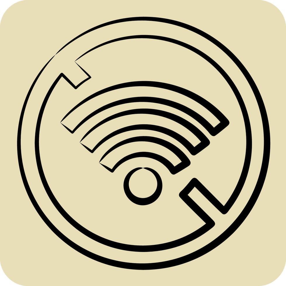 Icon Disconnect. related to Wifi symbol. hand drawn style. design editable vector