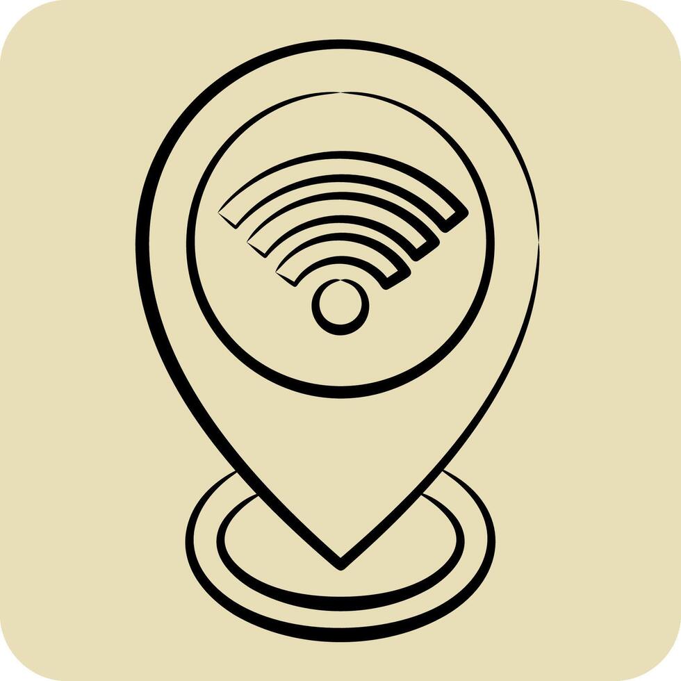 Icon Location. related to Wifi symbol. hand drawn style. design editable vector