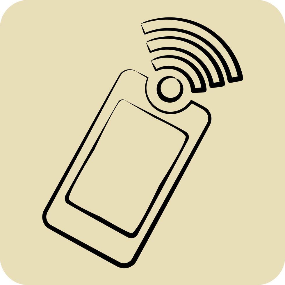 Icon Mobile. related to Wifi symbol. hand drawn style. design editable vector