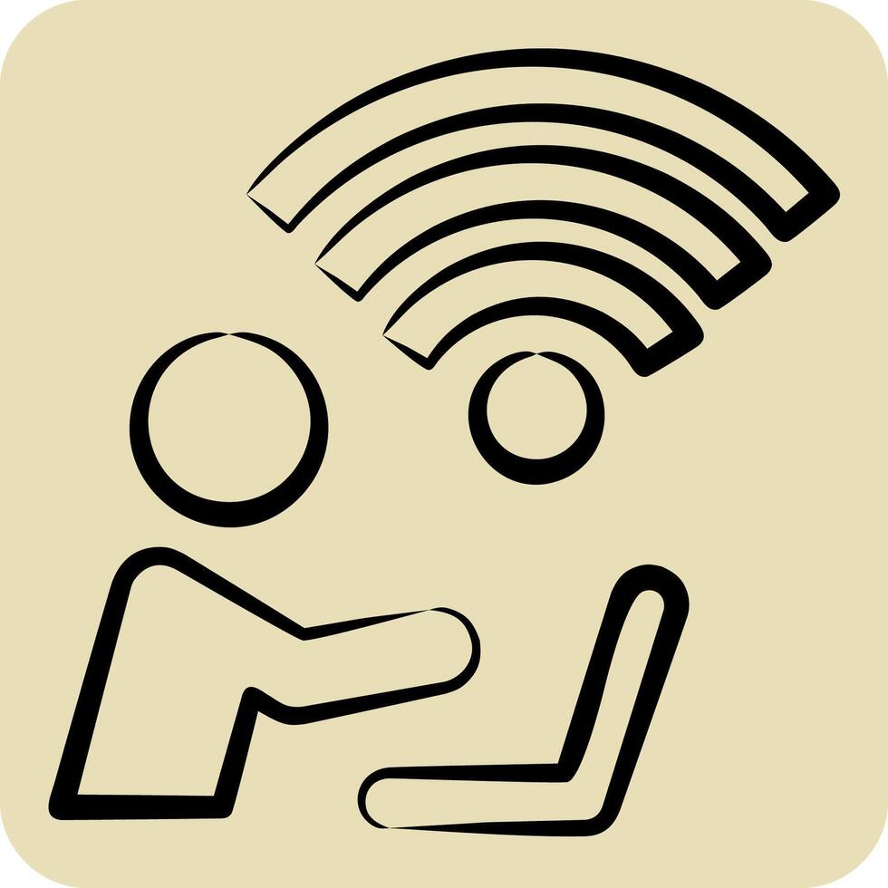 Icon Connectivity. related to Wifi symbol. hand drawn style. design editable vector