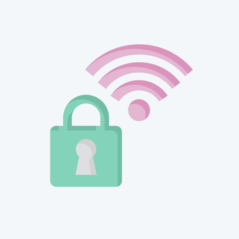 Icon Secured. related to Wifi symbol. flat style. design editable vector