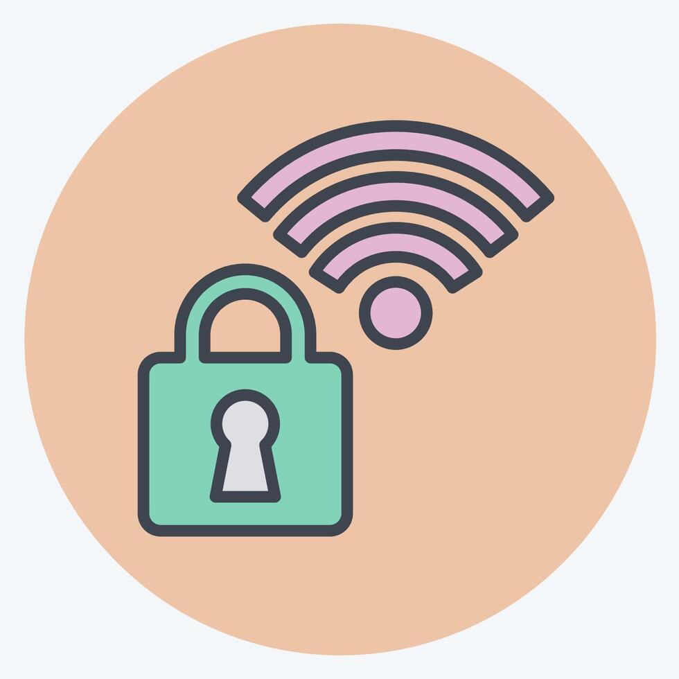 Icon Secured. related to Wifi symbol. color mate style. design editable vector