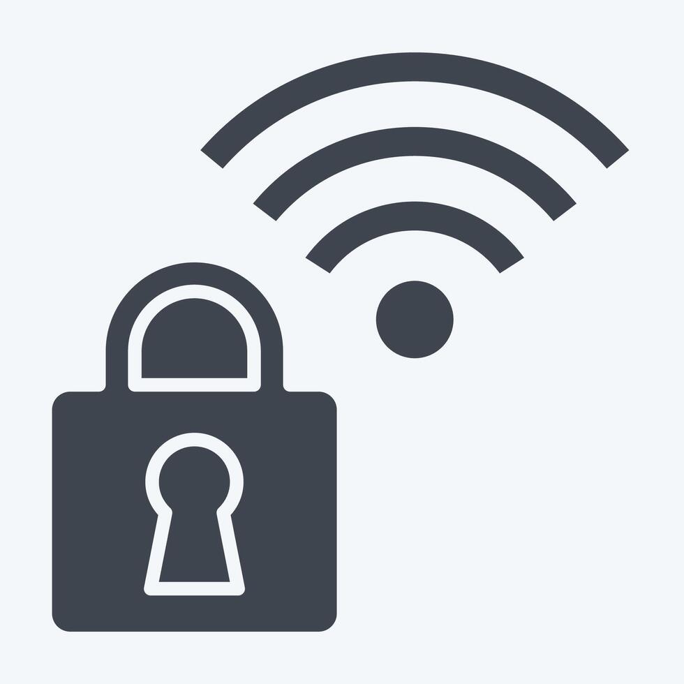 Icon Secured. related to Wifi symbol. glyph style. design editable vector