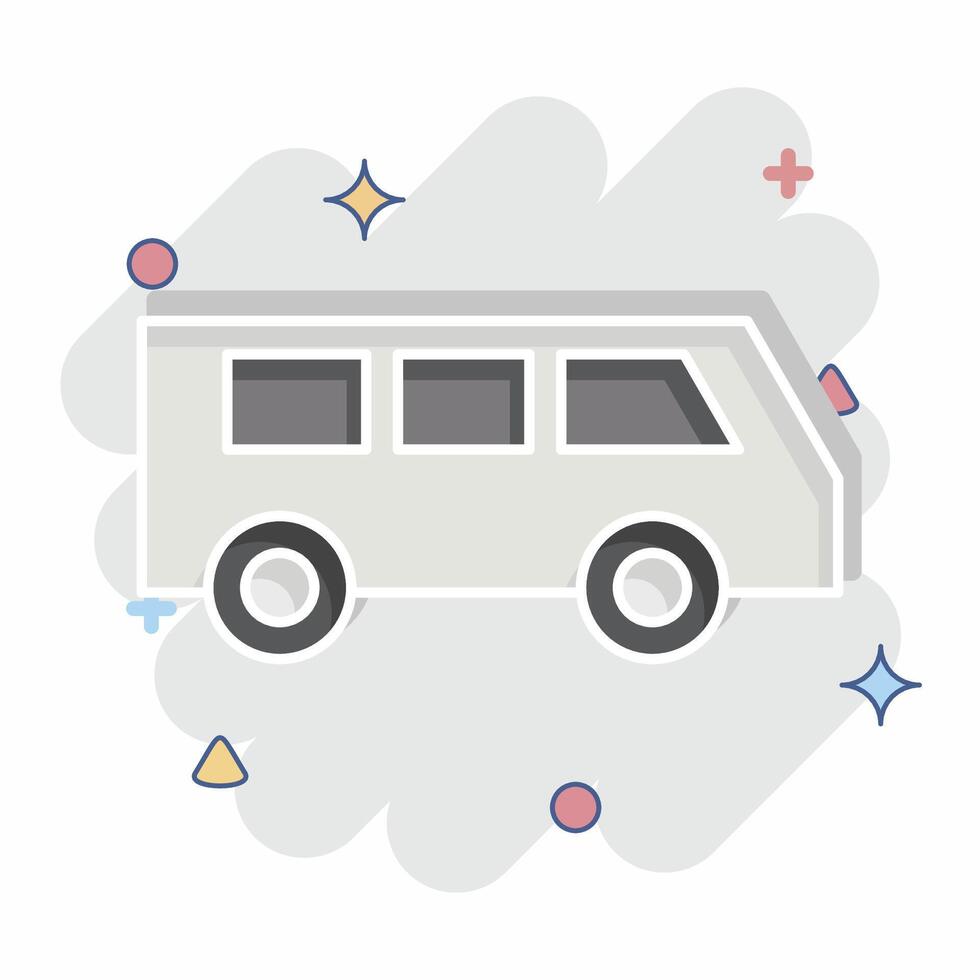 Icon Mini Bus. related to Transport symbol. comic style. design editable vector