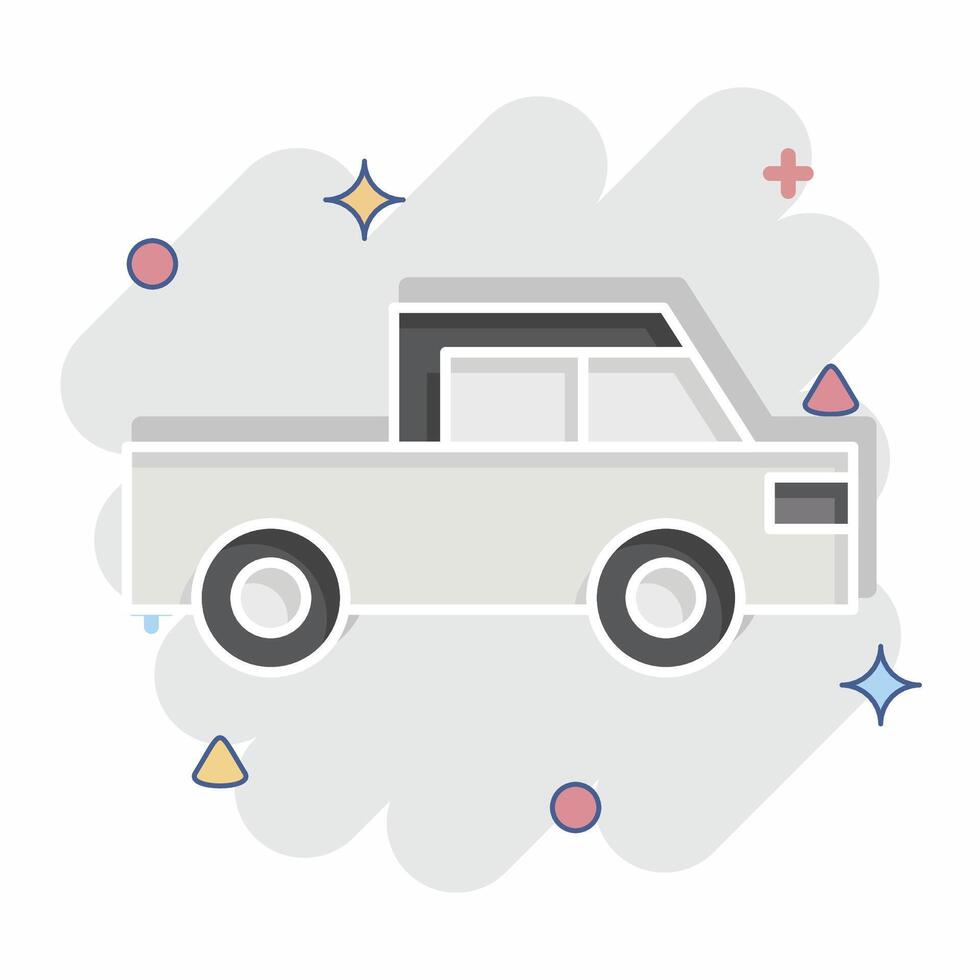 Icon Flatted Lorry. related to Transport symbol. comic style. design editable vector