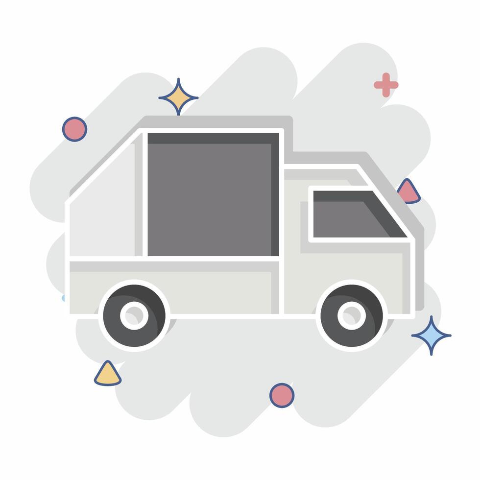 Icon Garbage Truck. related to Transport symbol. comic style. design editable vector