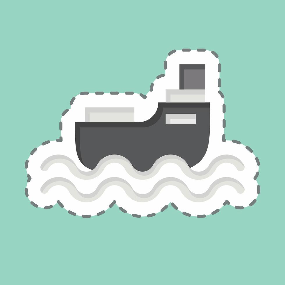 Sticker line cut Ship. related to Transport symbol. design editable vector